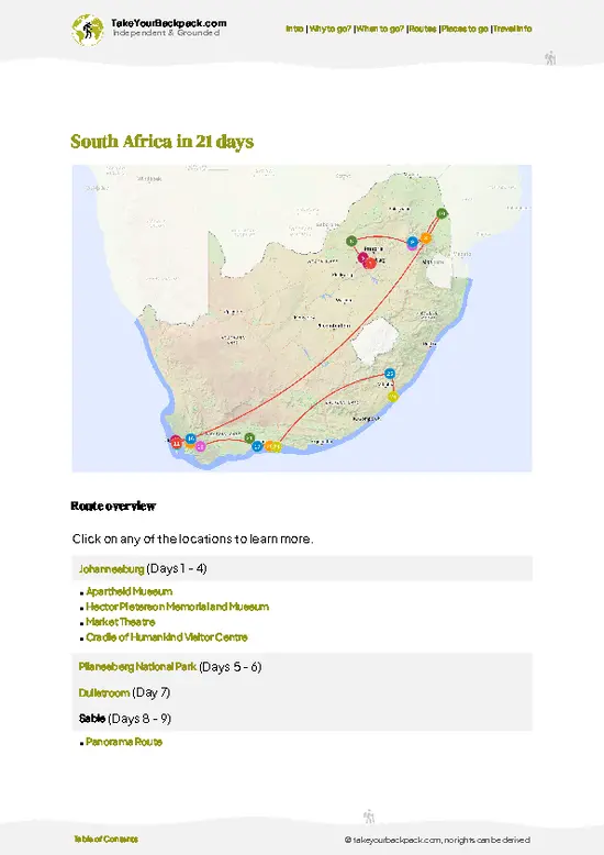 example page 4 from our offline Travel Guide for South Africa